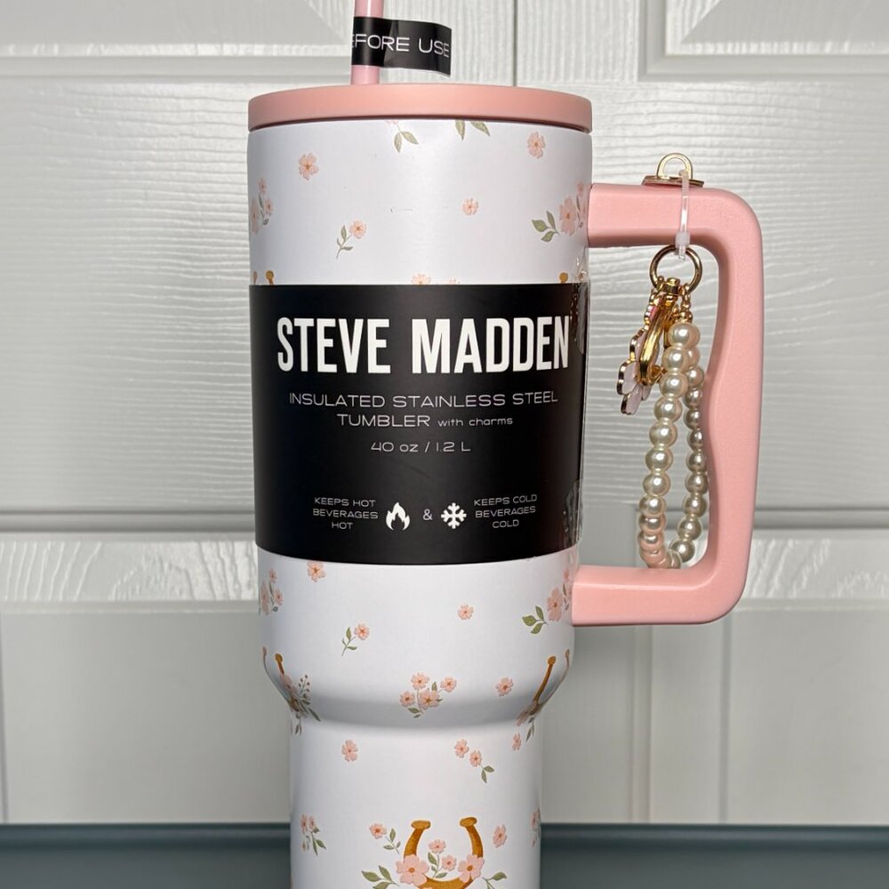 Steve Madden 40oz Insulated Stainless Steel Tumbler Western Theme Cup w/ Handle - Picture 5 of 5